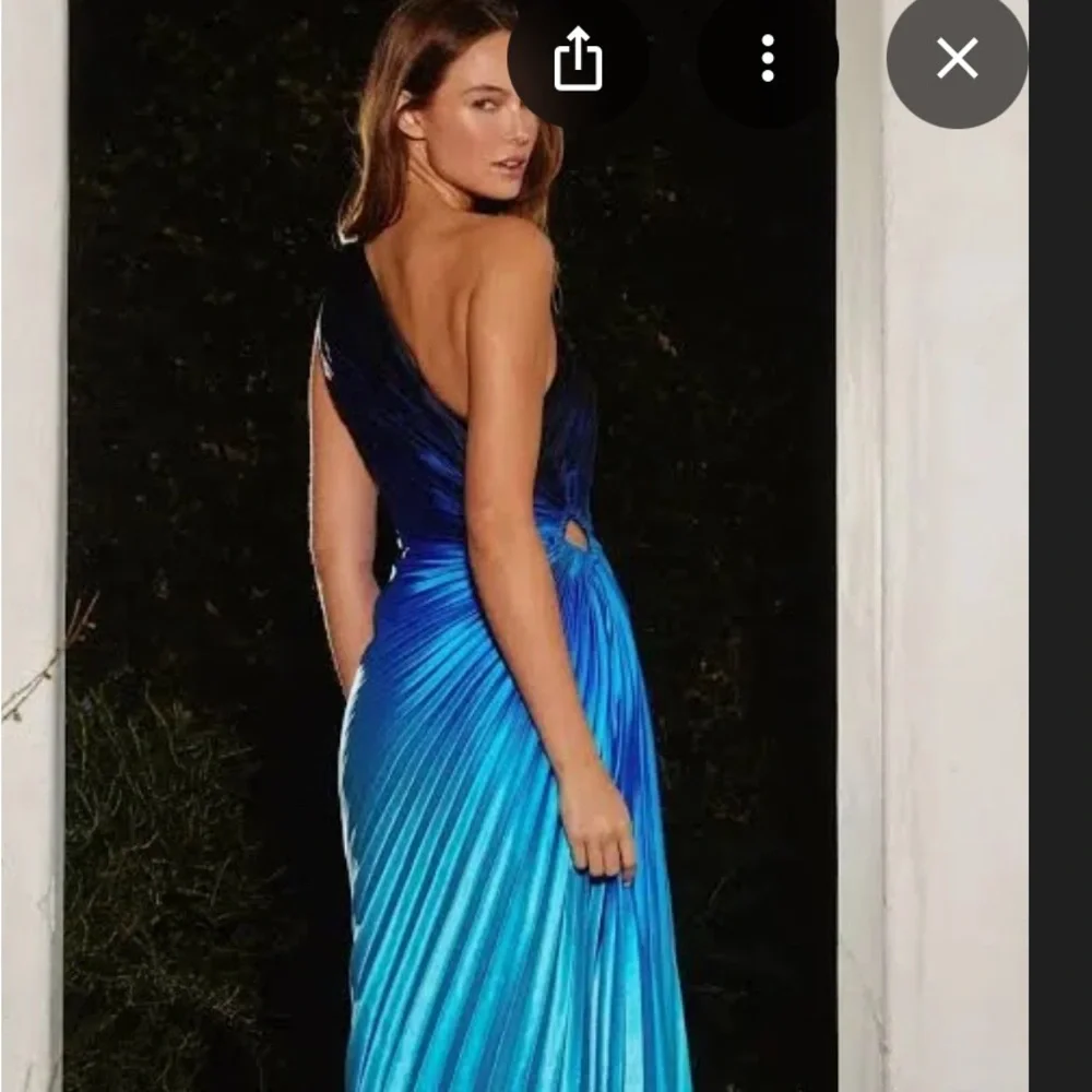 Dress Forum Blue Asymmetrical Pleated Cocktail Dress - Picture 2 of 3